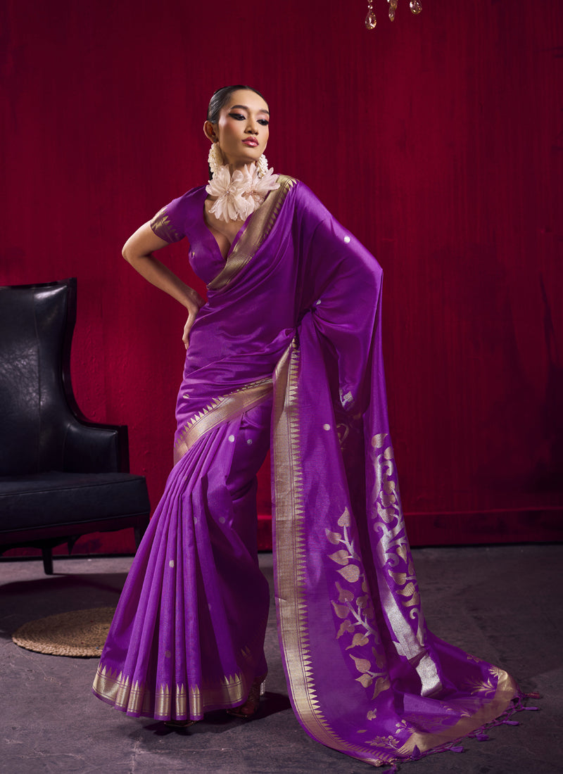 Satin Linen Handloom Weaving Silk festival Wear Saree