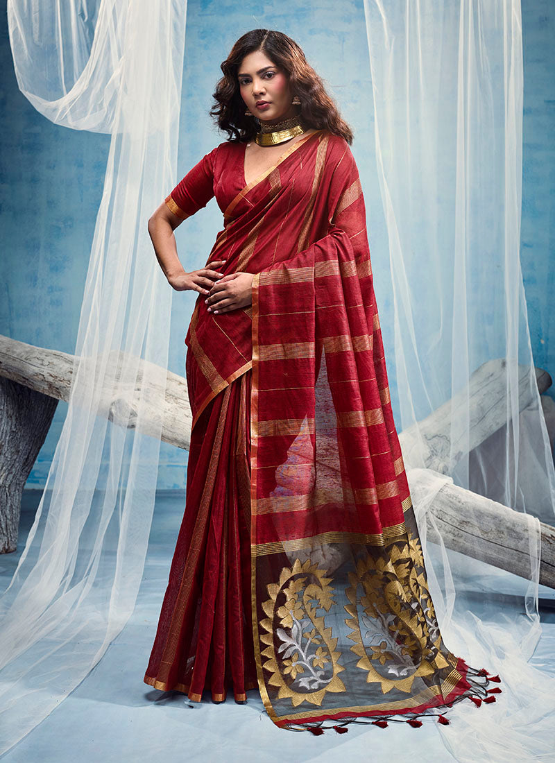 Munga Cotton  Handloom Weaving Casual Wear Saree
