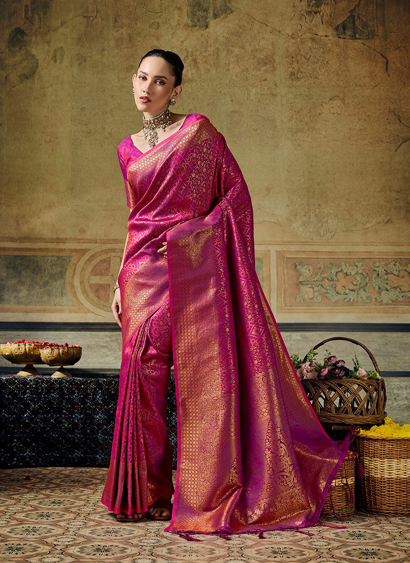 Silk With Handloom Weaving Festive Wear Saree