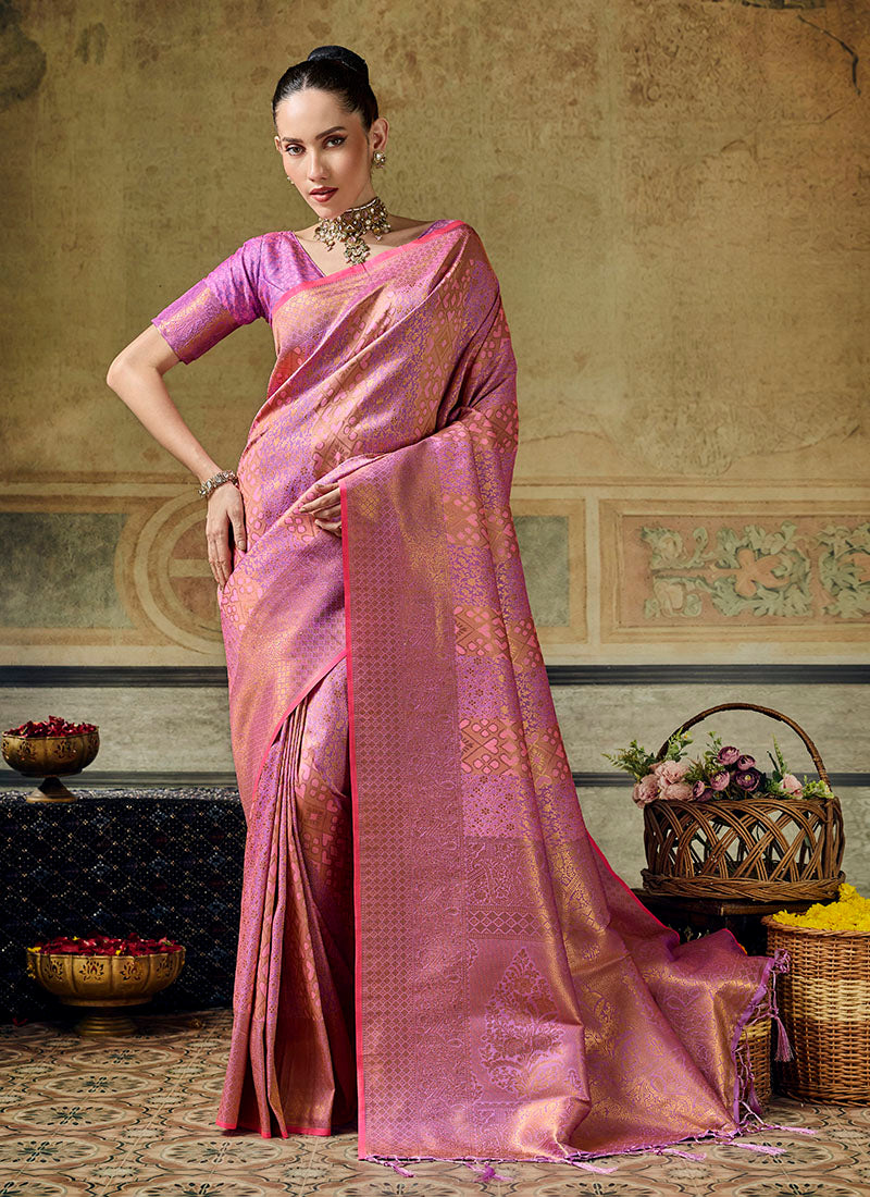 Silk With Handloom Weaving Festive Wear Saree