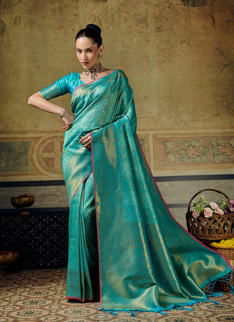Silk With Handloom Weaving Festive Wear Saree