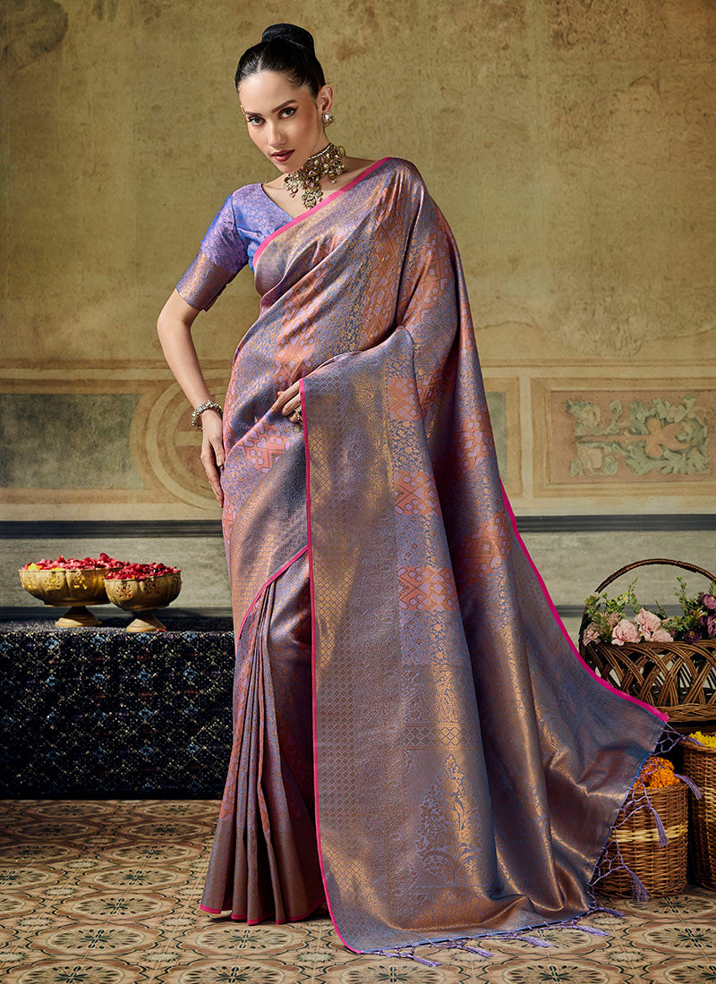Silk With Handloom Weaving Festive Wear Saree