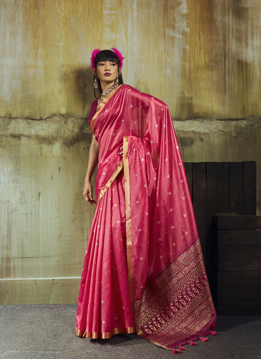 Tussar Silk Handloom Weaving With Tussel Festival Wear Saree