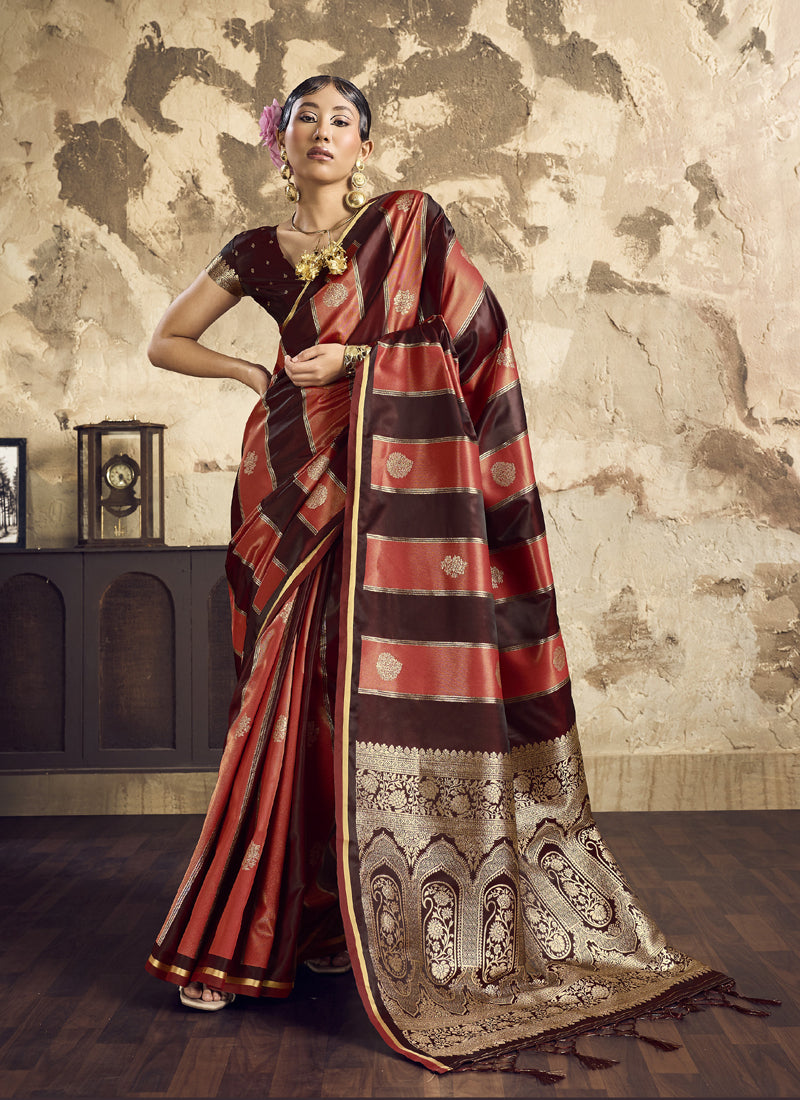 Dual Tone Weaving Saree with Rich Zari Border