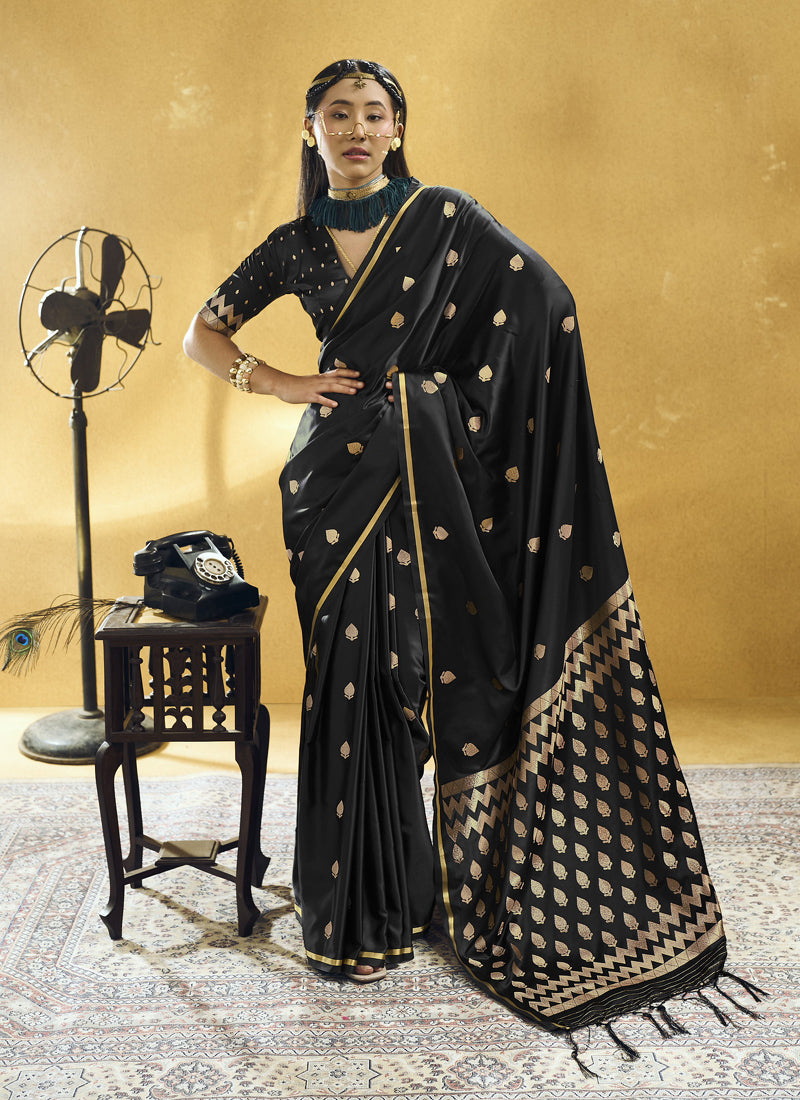 Pure Satin Handloom Weaving Festival Wear Saree