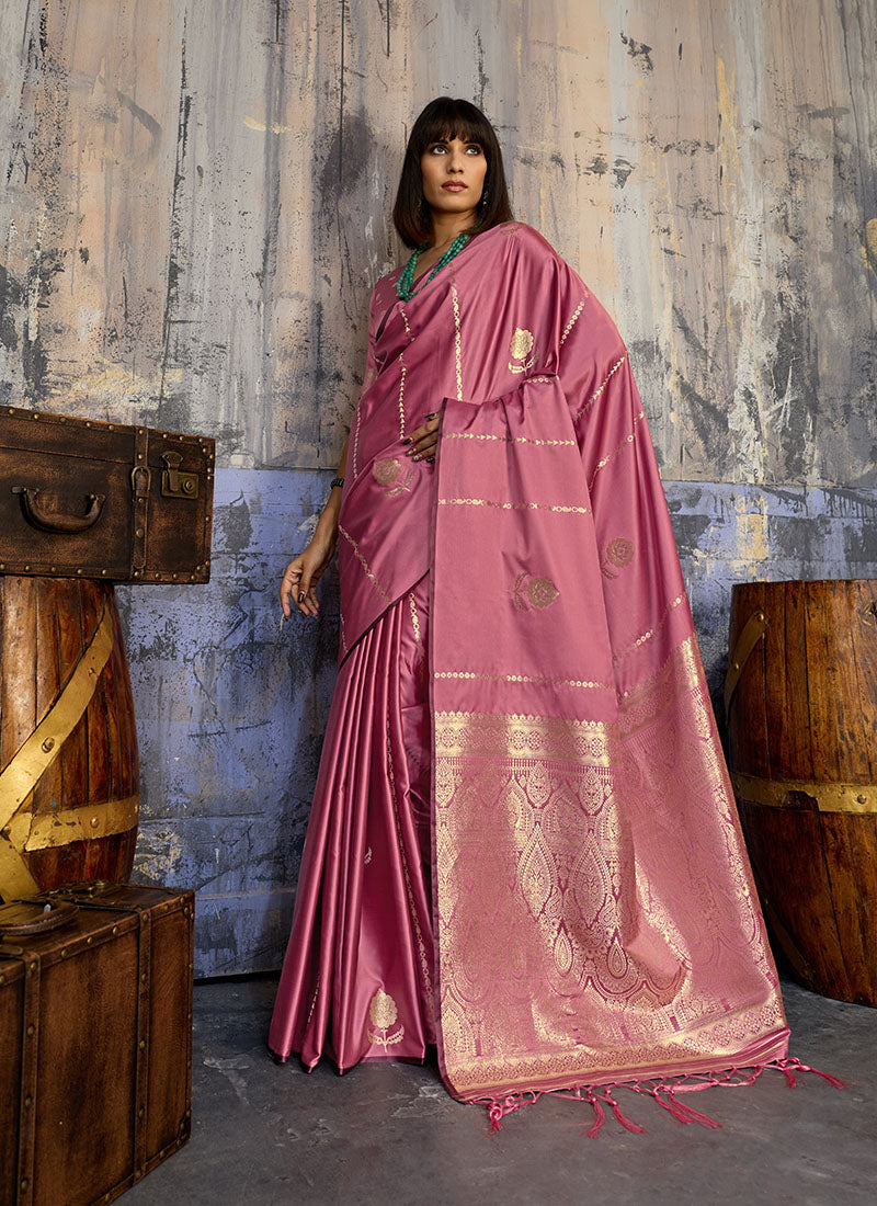 Satin Handloom Weaving Festive Wear Saree