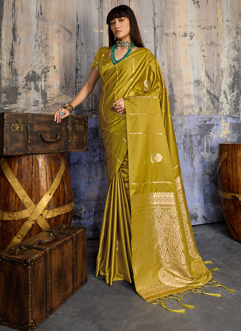 Satin Handloom Weaving Festive Wear Saree