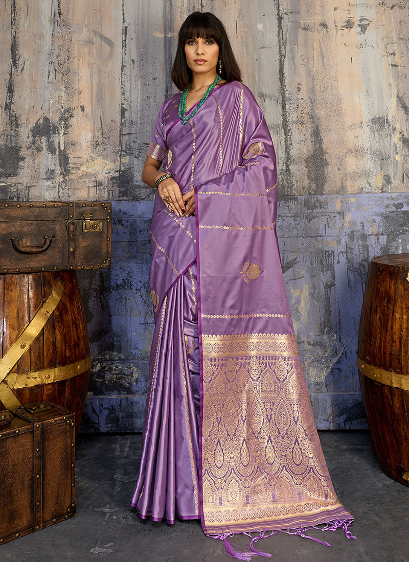 Satin Handloom Weaving Festive Wear Saree