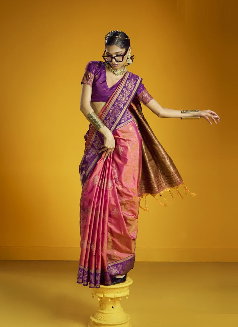 Pure Silk Handloom Weaving Festival Wear Saree
