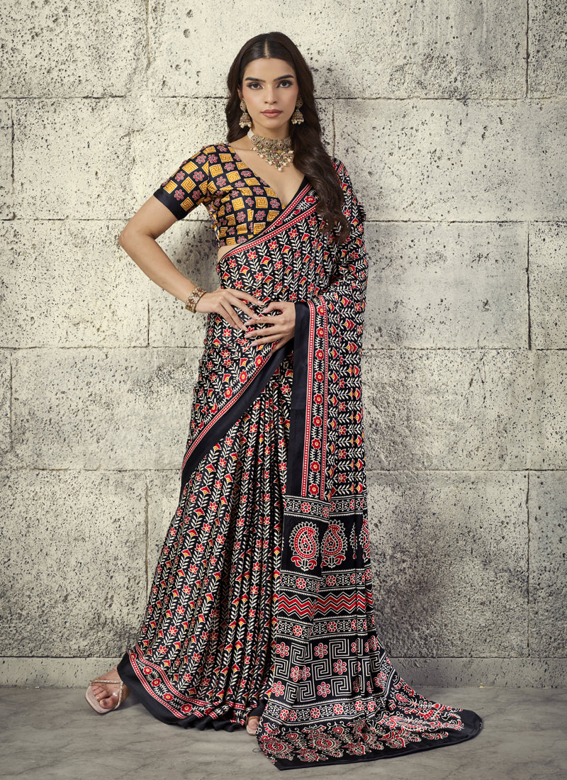 Pure Satin Handloom Weaving Silk Festival Wear Saree