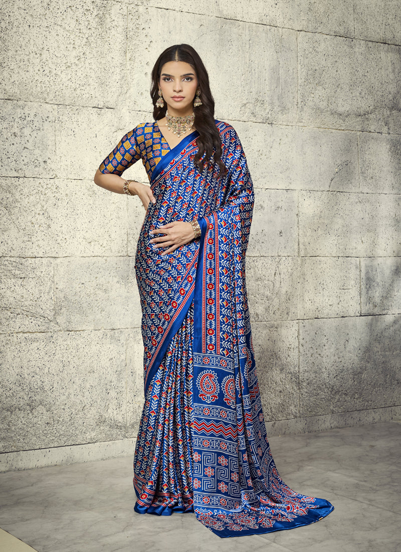 Pure Satin Handloom Weaving Silk Festival Wear Saree
