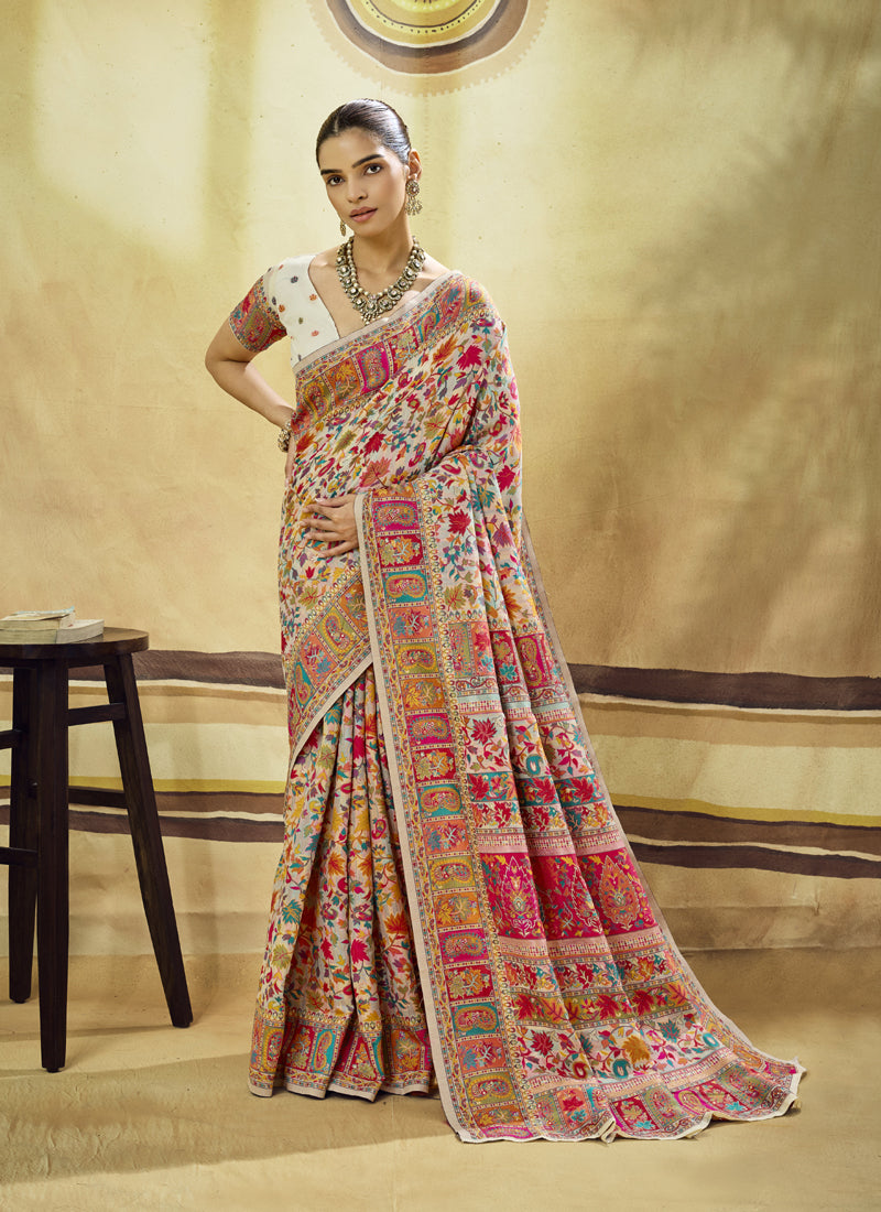 Modal Cotton Pashmina Weaving Festival Wear Saree