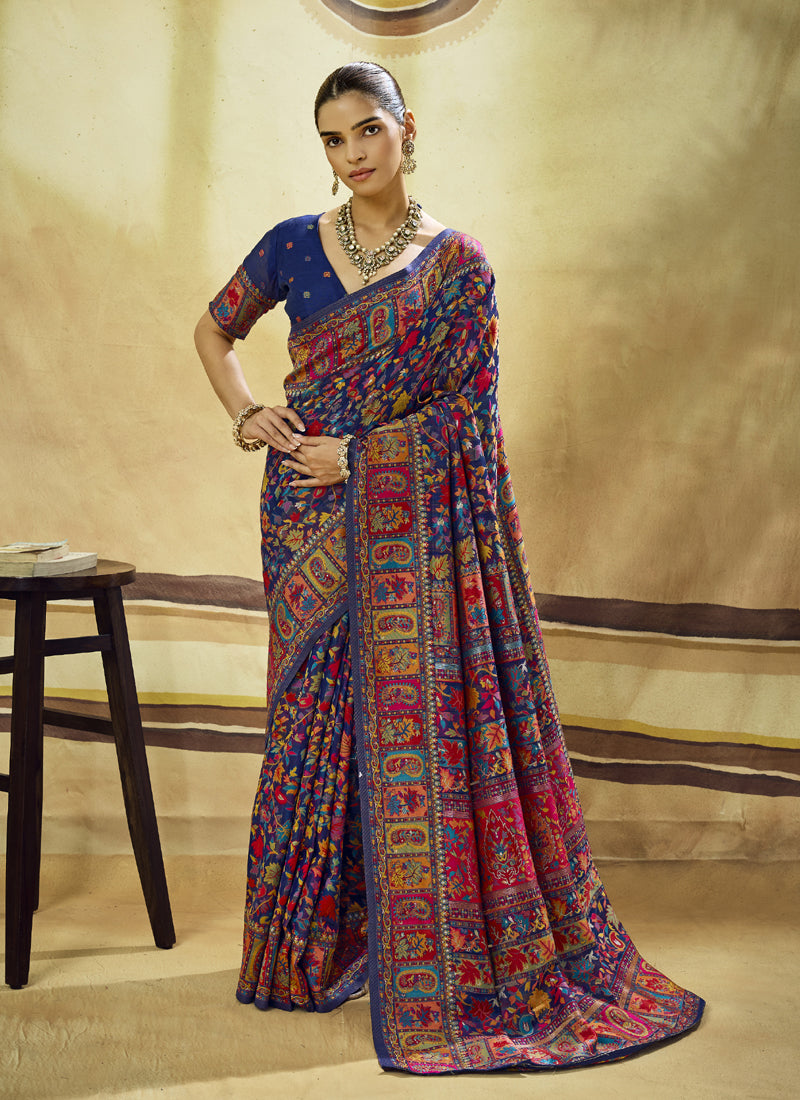 Modal Cotton Pashmina Weaving Festival Wear Saree