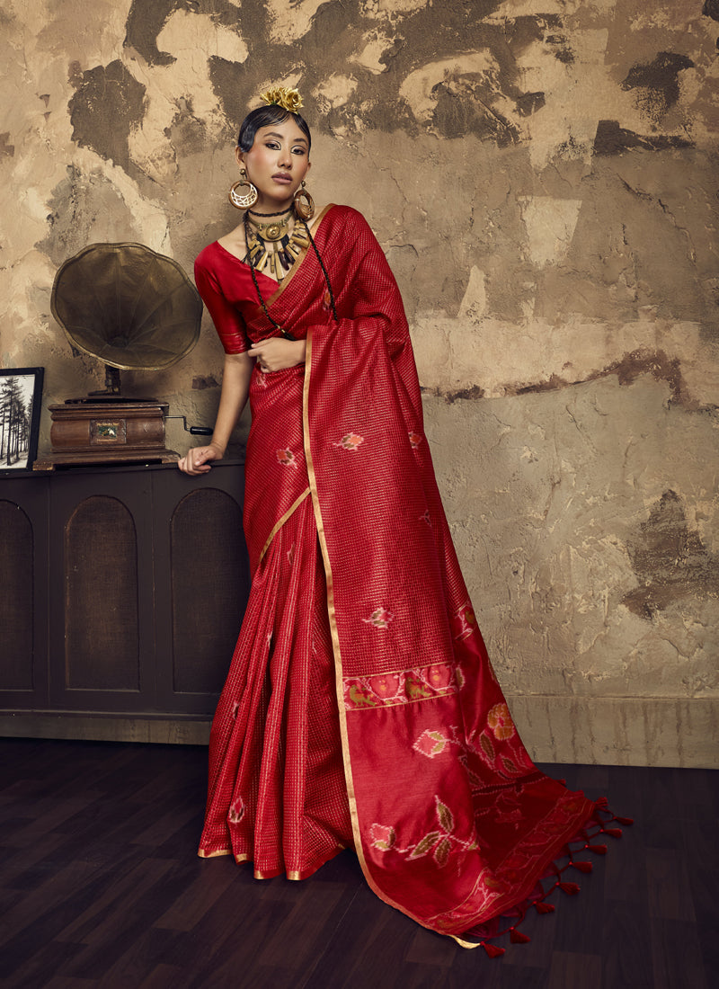 Silk With Handloom Weaving Festival Wear Saree