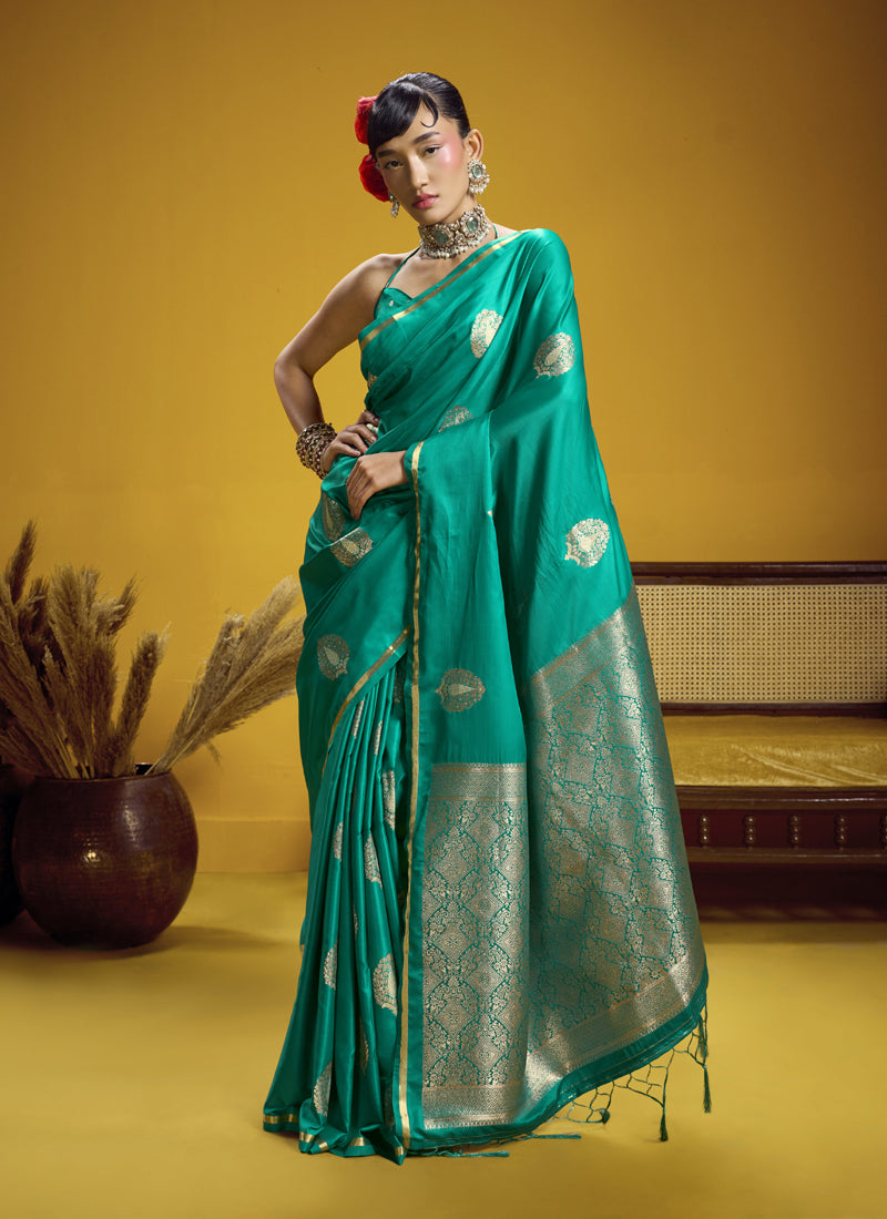 Pure Satin Handloom Weaving Silk Festival Wear Saree