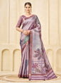 Mauve Signora Zari Silk Floral Digital Printed Casual Wear Saree.
