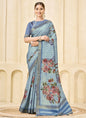 Sky Blue Pink Signora Zari Silk Casual Wear Saree.