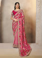 Rasberry Gajji Jacquard Silk Multi Embroidery With Hand Work Heavy Designer Saree