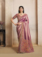 Onion Pink Kanjivaram Self Jacquard Silk Embroidery With Handwork Heavy Designer Saree