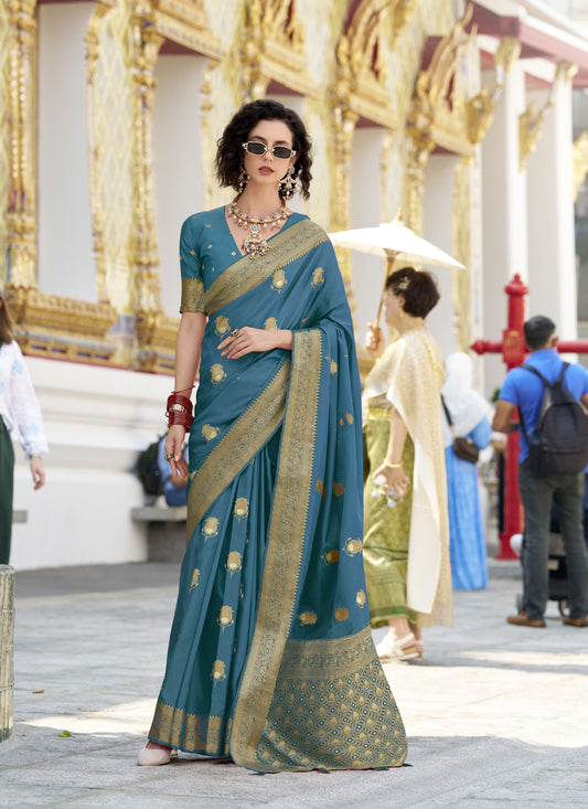 Satin Silk with Beautiful Zari Weaving Border & Designer Pallu Saree