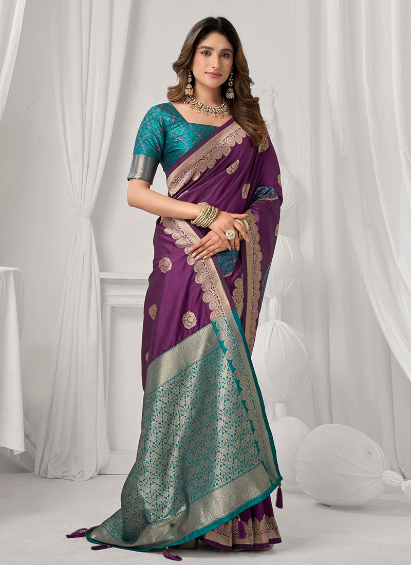 Soft Silk Saree with Fancy Pom-Pom Detailing
