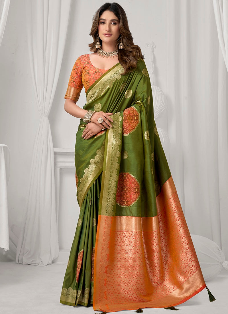 Soft Silk Saree with Fancy Pom-Pom Detailing