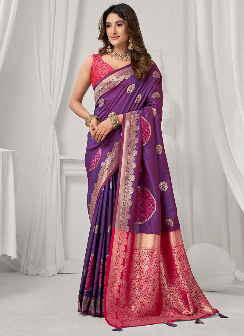Soft Silk Saree with Fancy Pom-Pom Detailing