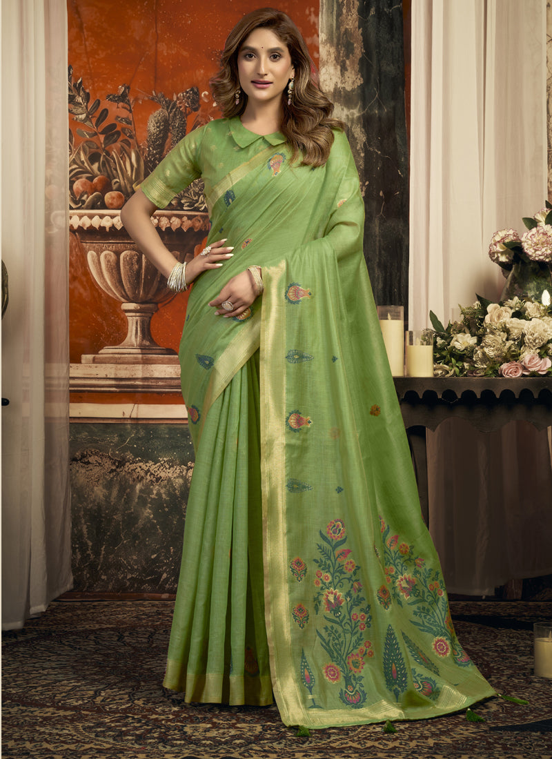 Beautiful Cotton Zari Border Casual Wear Saree