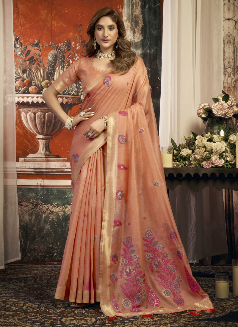 Beautiful Cotton Zari Border Casual Wear Saree