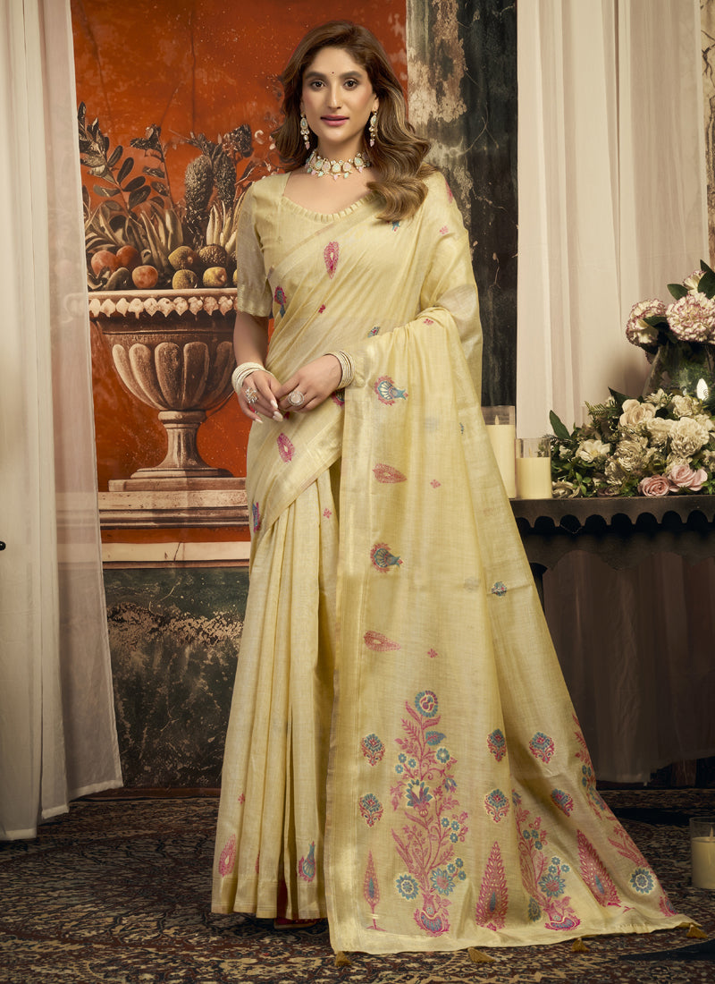 Beautiful Cotton Zari Border Casual Wear Saree