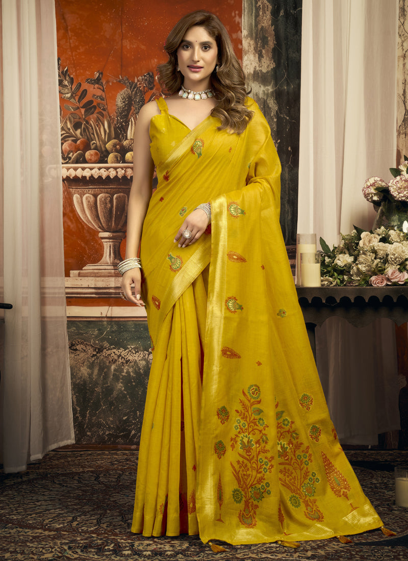 Beautiful Cotton Zari Border Casual Wear Saree