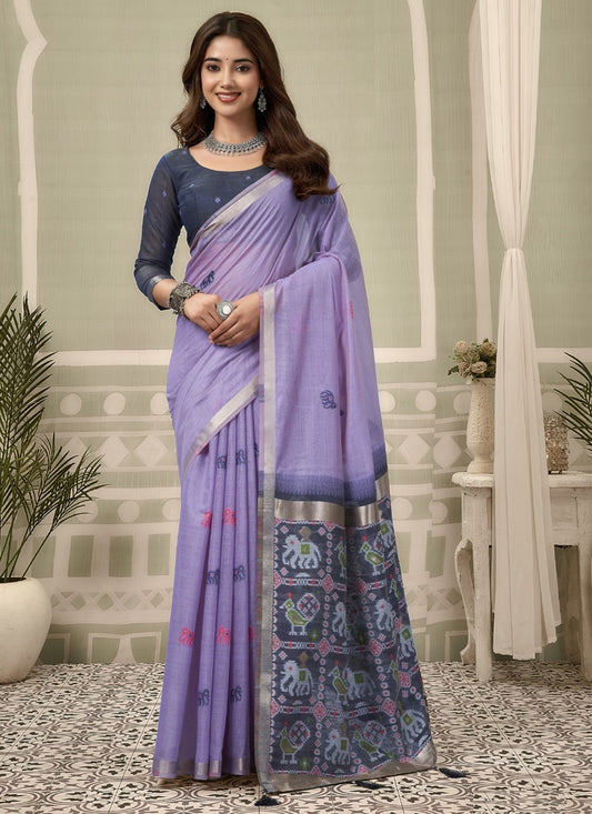 Cotton Zari Border Patola Pallu with Fancy Tassels Saree