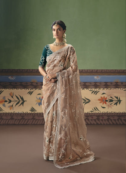 Fancy Fabric With Designer Embroidery, Sequince, Stone, Pearl Work Designer Saree