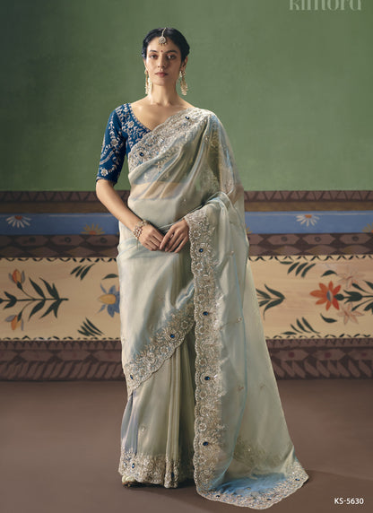 Fancy Fabric With Designer Embroidery, Sequince, Stone, Pearl Work Designer Saree