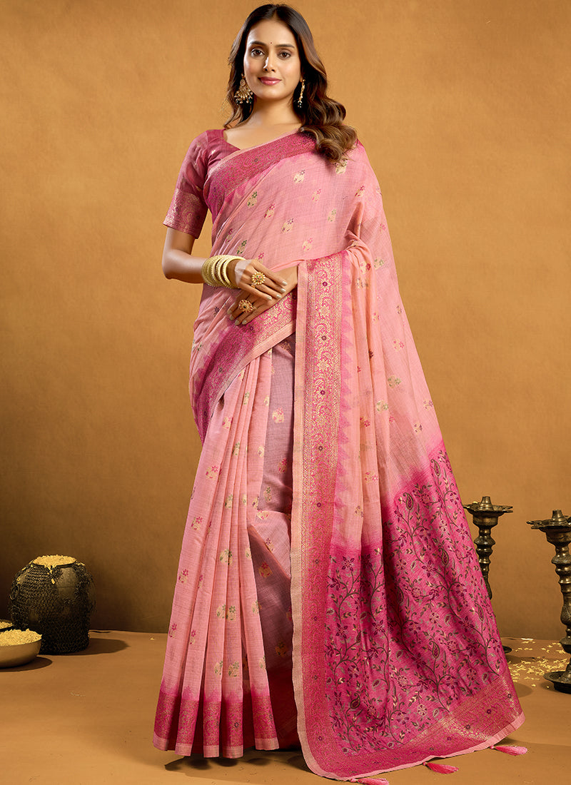 Cotton Saree With Zari Jhallar & Rich Pallu
