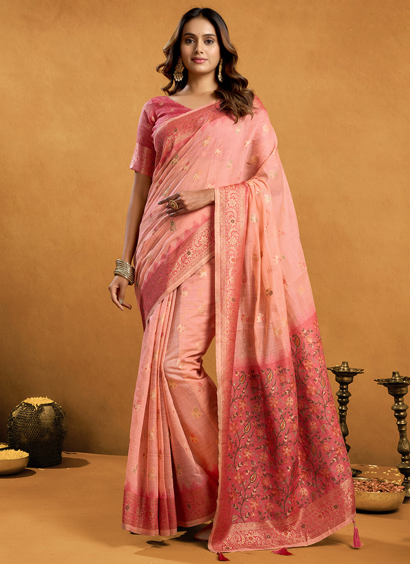 Cotton Saree With Zari Jhallar & Rich Pallu