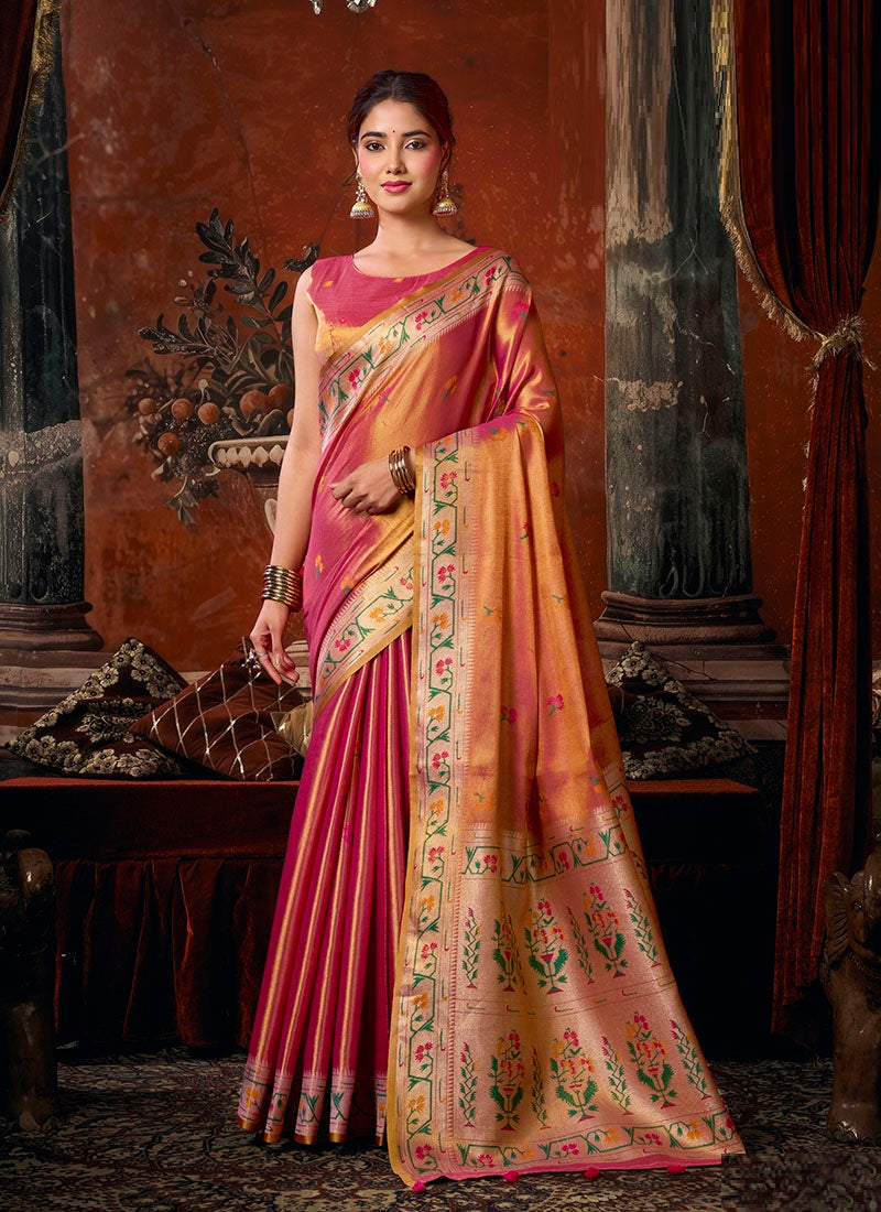 Tissue Silk Saree with Paithani Pallu Festive Wear Saree