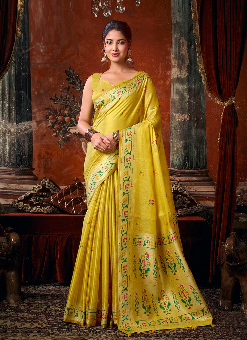 Tissue Silk Saree with Paithani Pallu Festive Wear Saree