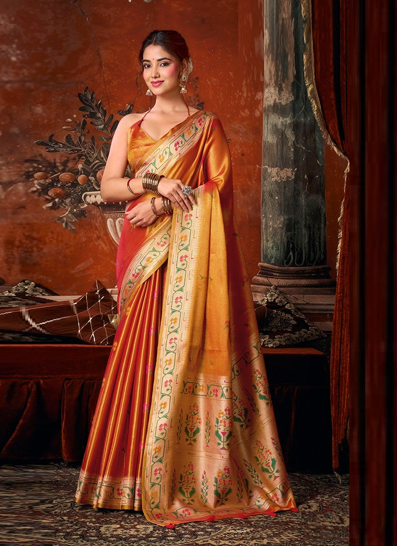 Tissue Silk Saree with Paithani Pallu Festive Wear Saree