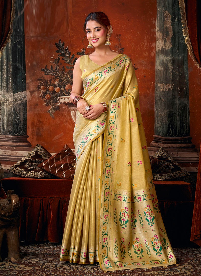 Tissue Silk Saree with Paithani Pallu Festive Wear Saree