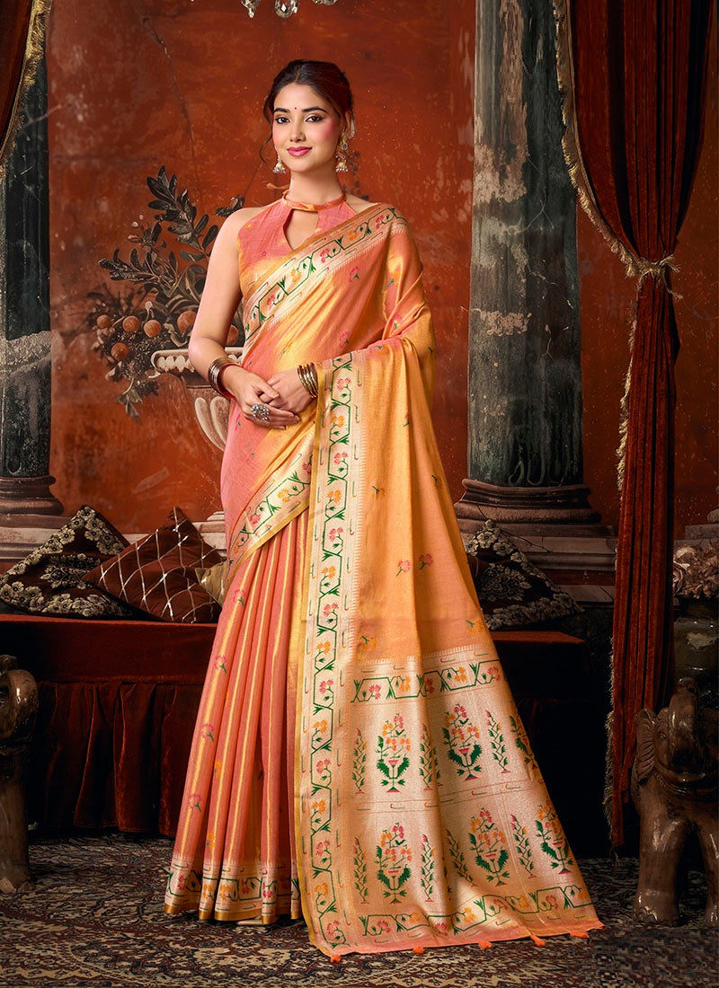 Tissue Silk Saree with Paithani Pallu Festive Wear Saree