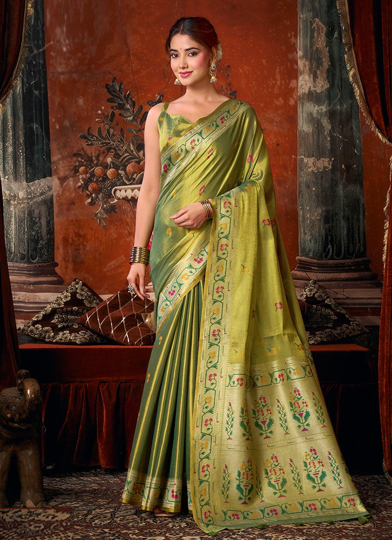Tissue Silk Saree with Paithani Pallu Festive Wear Saree
