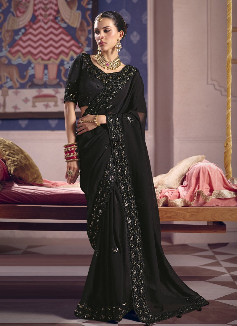 Beautiful Zari Tissue Silk With Heavy Embroidery, Beads Work With Designer Saree