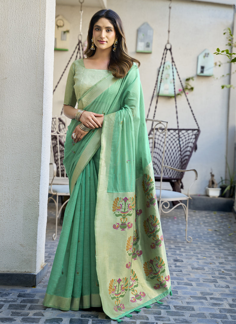 Paithani Pallu Cotton Jacquard Casual Wear Saree