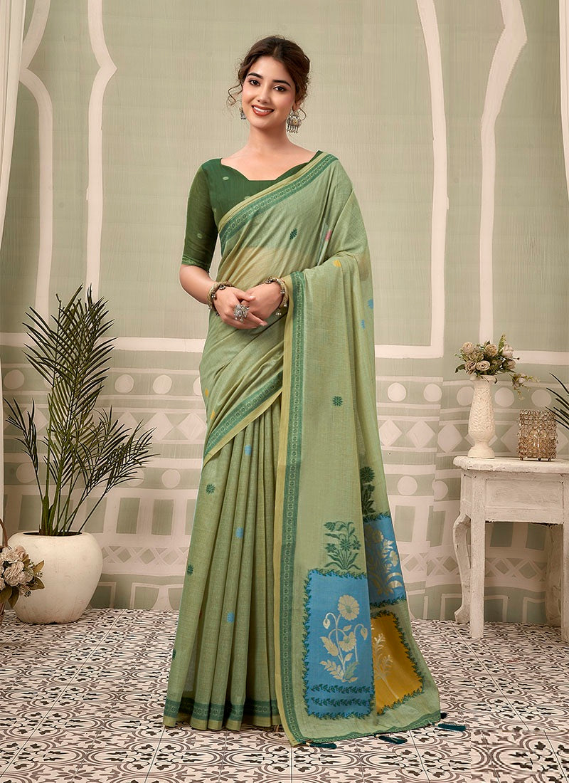 Jamdani Cotton Texture Pallu & Jhallar Casual Wear Saree