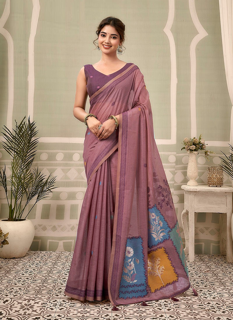 Jamdani Cotton Texture Pallu & Jhallar Casual Wear Saree