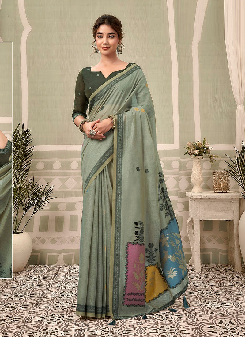 Jamdani Cotton Texture Pallu & Jhallar Casual Wear Saree