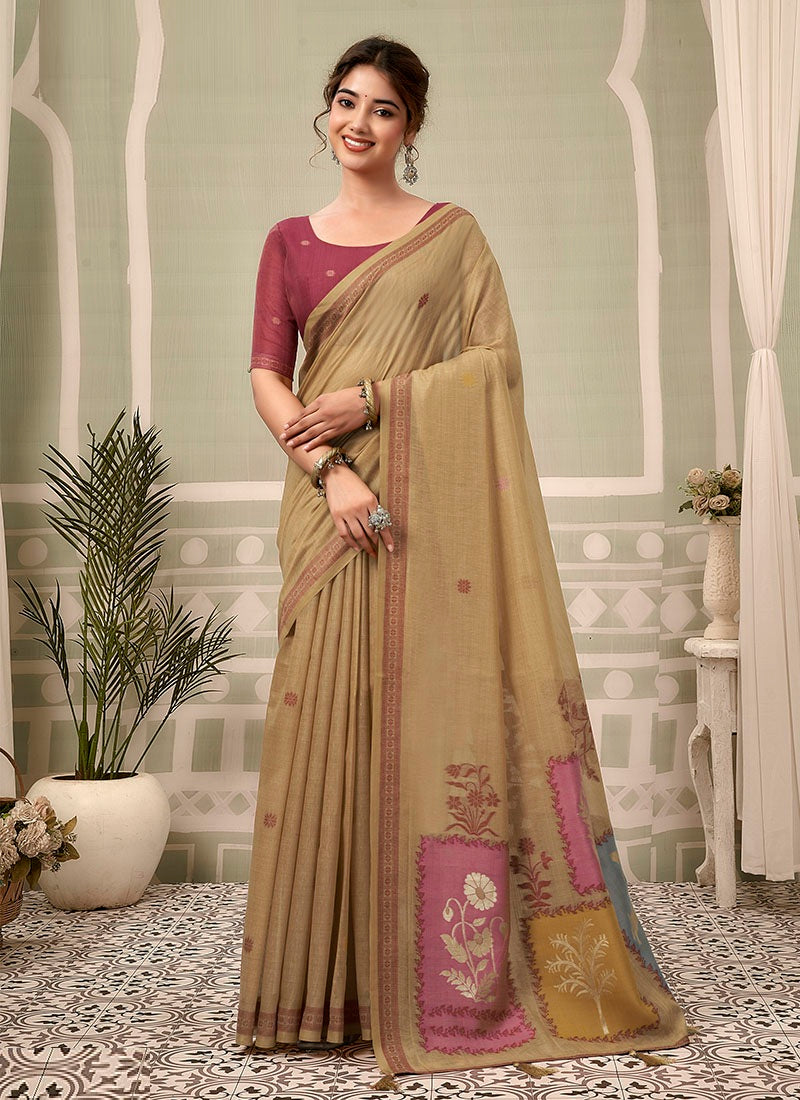 Jamdani Cotton Texture Pallu & Jhallar Casual Wear Saree