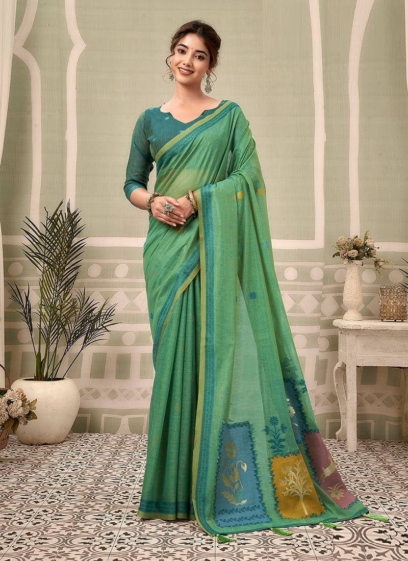 Jamdani Cotton Texture Pallu & Jhallar Casual Wear Saree