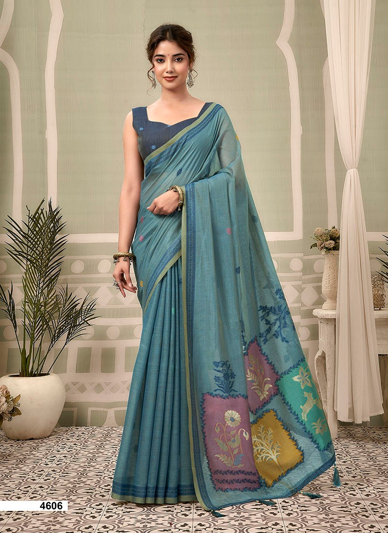 Jamdani Cotton Texture Pallu & Jhallar Casual Wear Saree